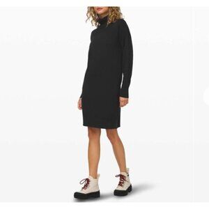Lululemon Keep It Cozy Black Long Sleeved Turtleneck Cashmere Blend Sweater Dres